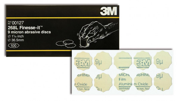 3M STIkit Microfinishing Film Rolle 268L, Scheibe, 36,5 mm, 9 Micron, PSA, VE: 4 Rollen a 1000 Stück, 7000034068