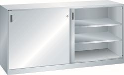 LISTA Schiebetürschrank (BxTxH) 2000x400x1000mm KEY Lock, Lichtgrau, 4 Verstellböden, 58.796.020