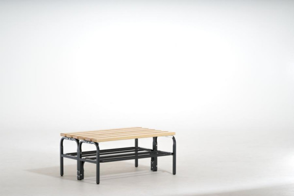 SYPRO Doppel-Sitzbank (Typ D+R) 101 mit Schuhrost, ohne Rückenlehne, Stahl/Holz, anthrazit, 131444