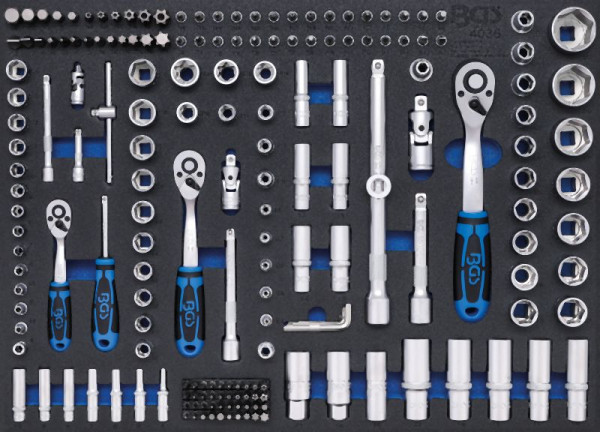 BGS Werkstattwageneinlage 3/3: Steckschlüssel-Satz, 192-teilig, 4036