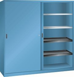 LISTA Schiebetürschrank (BxTxH) 2000x580x1950mm KEY Lock, Lichtblau, 4 Auszugböden, 4 Verstellböden, 58.755.010