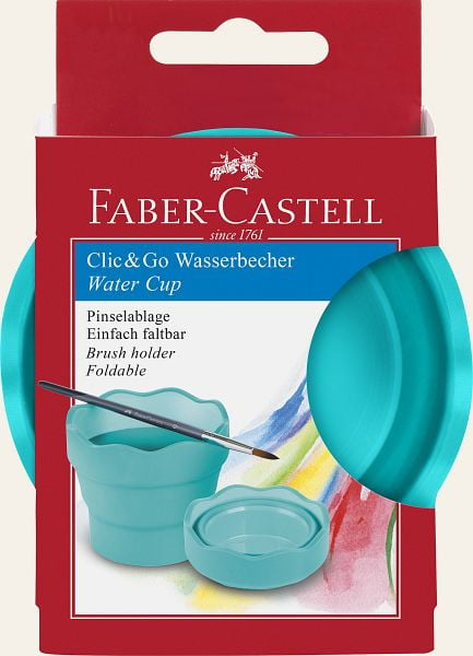 FABER CASTELL Wasserbecher Click & Go, türkis, 181580, 4005401815808