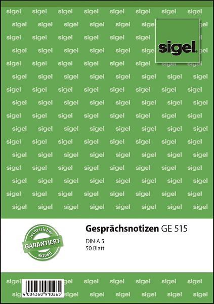 sigel Gesprächsnotizen - A5, 50 Blatt, GE515, 4004360910265