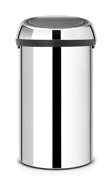 Brabantia Mülleimer Touch bin 60 Liter Brillant silber / Deckel brillant silber, 402609