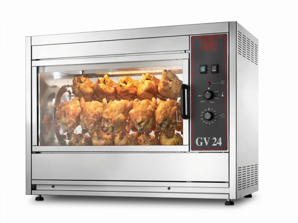 CB Italy ventiliertes Elektro-Hähnchengrillgerät mit langem Spieß und manuellem Timer GV-24/28 MAN, 14100364