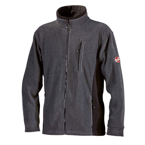 L+D PAMIR Faserpelz-Jacke aus Polyester-Micro-Polar Fleece, mit anti-pilling Ausrüstung, grau/schwarz, Größe: S, 2507-S