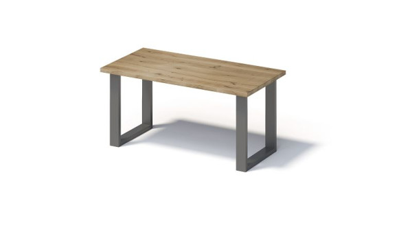 Bisley Fortis Table Regular, 1600 x 800 mm, gerade Kante, geölte Oberfläche, O-Gestell, Oberfläche: natürlich / Gestellfarbe: blankstahl, F1608OP303